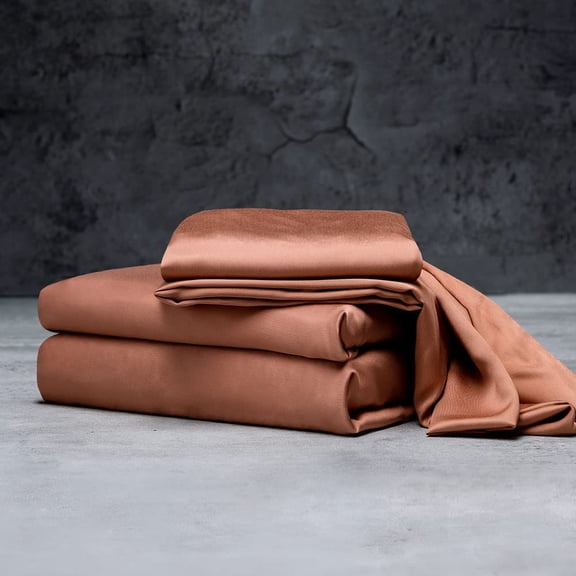 JIXINTECH Full Sheet Set - Terracotta, Deep Pockets, 4-Piece Luxury Bedding, Breathable