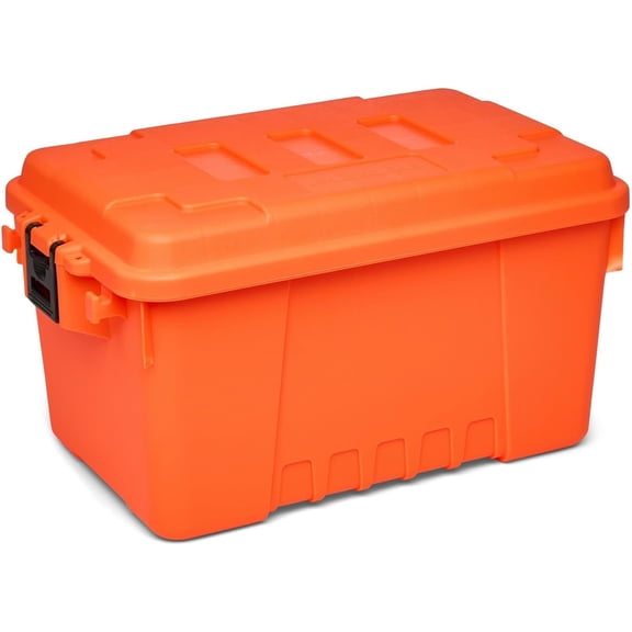 JIXINTECH Orange Plastic Storage Trunk, 2-Pack, Lockable, 15.7"D x 19.7"W - Durable & Lightweight for Gear