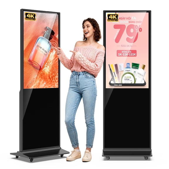 43 Inch 4K Touchscreen Digital Signage Kiosk Ultra HD LCD IPS Display,Plug-and-Play,HDMI Input,Customizable Service,Interactive Kiosk for Restaurants, Conference Rooms,Hotels