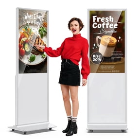 49 Inch Digital Signage Display,Indoor Floor Standing TouchScreen Advertising Display Kiosk Android System,Commercial LCD Totem Support HDMI-in,Free Customization Stickers&CMS System(White)