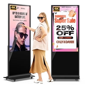 55 Inch 4K Indoor Touchscreen Digital Signage Floor Standing Digital Interactive Kiosks LCD Totem Monitor with Android System, Remote Content Management, Retail Store Information Screen Black