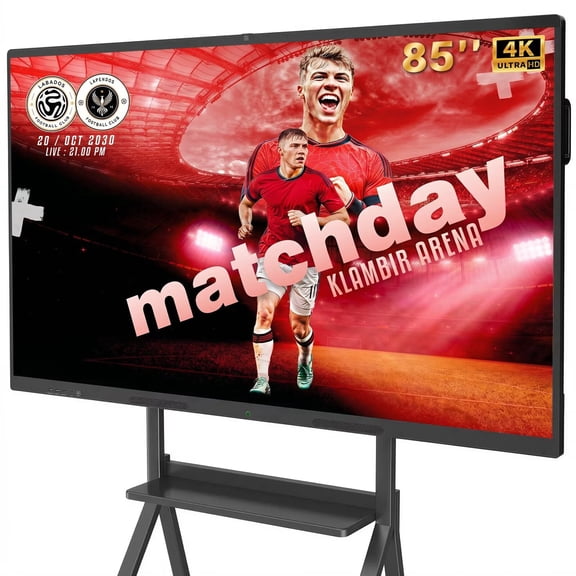 JIYANG 85 Inch Interactive Whiteboard, 4K UHD Touch Screen Smart Board Display, Android 14, 8GB RAM 128GB Storage, 20-Point Touch, Camera & Speakers, Wall Mount Included