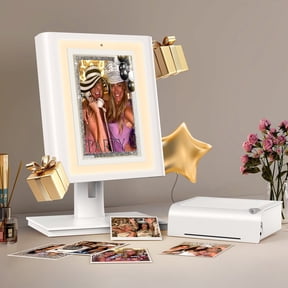 Portable Desktop Photo Booth Machine Touch Screen with Printer and HD Camera, Photobooth with Software APP and Remote Control Photography,LED Surround Light (10.1'')