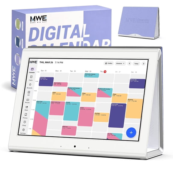 Smart Digital Calendar Wall Touch Screen,MWE Calendar APP Electronic Family Calendar with Tasks, Meal Planner, Photo Album, Gift Packaging Purple Case
