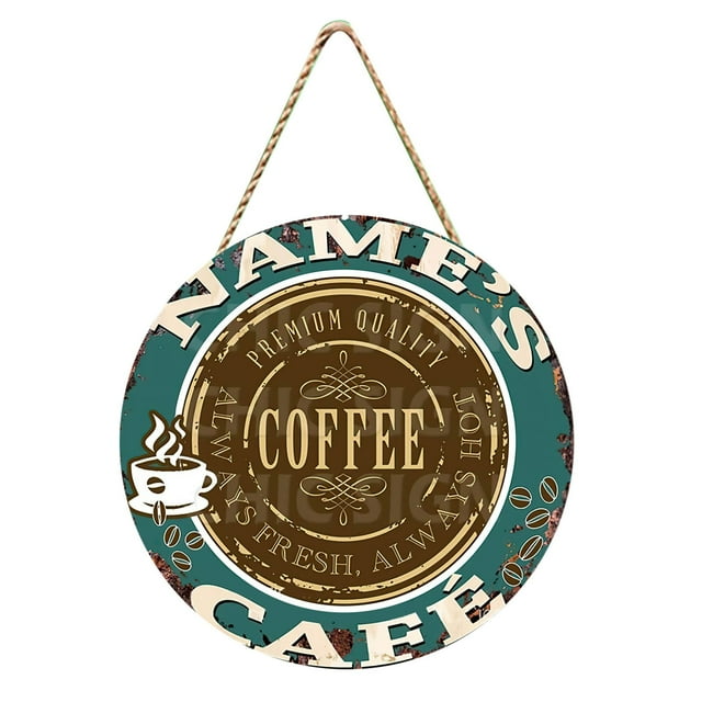 JIaleilei Coffee Door Round Door Coffee Theme 30cm Diameter Wooden