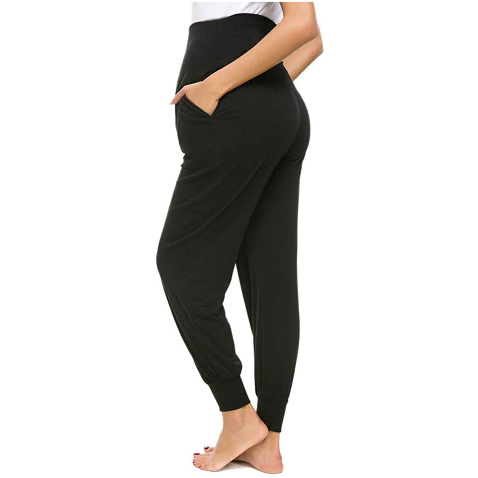 JIaleilei Maternity Women's Solid Color Casual Pants Stretchy ...