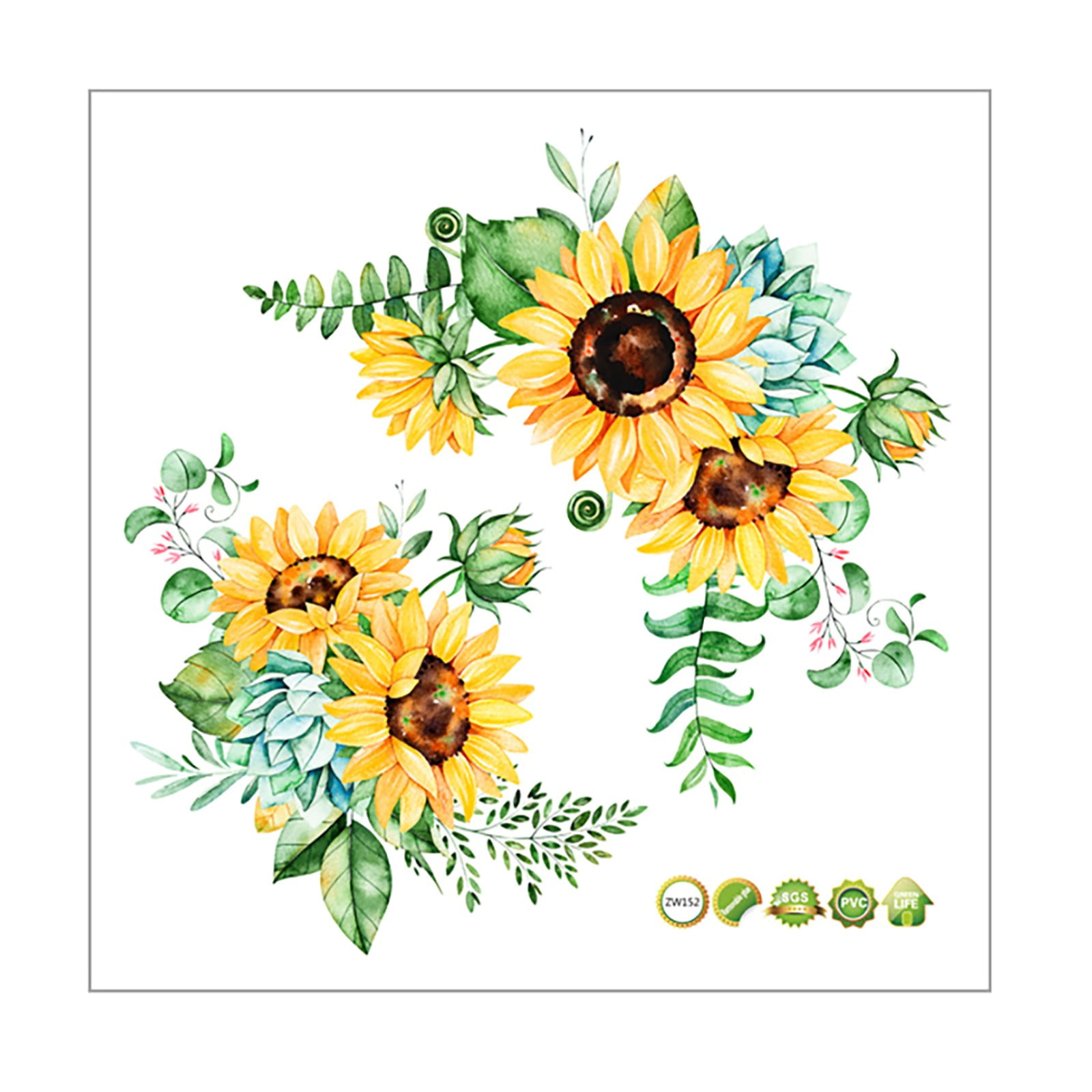 JIaleilei Sunflower Rattan Wall Stickers Refrigerator Cupboard Glass