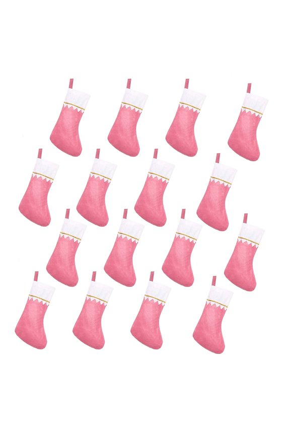 12-Pack Christmas Socks, Non-Woven Festive Socks for Holiday Decorations, Stocking Stuffers and Gift Giving for Family and Friends,Pink