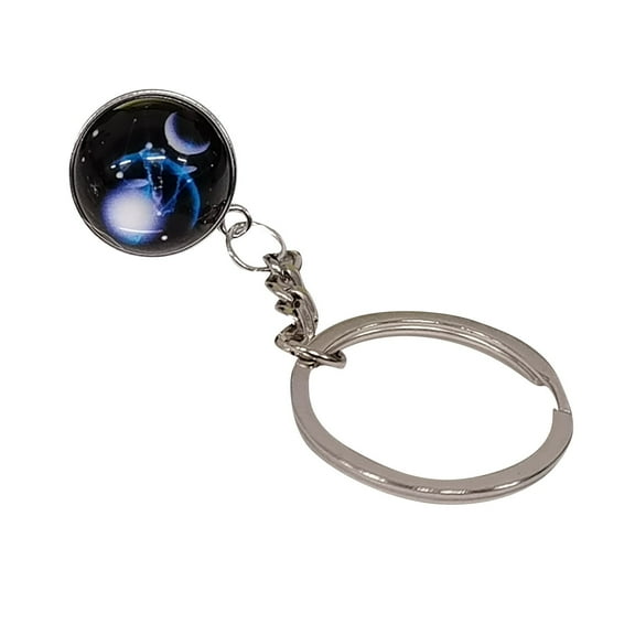 JIhuahe 12 Zodiac Signs Keychain with Glow-in-the-Dark Gemstone, Double Sided Glass Ball Design, Personalized Astrology Gift for Bag Pendant,Libra