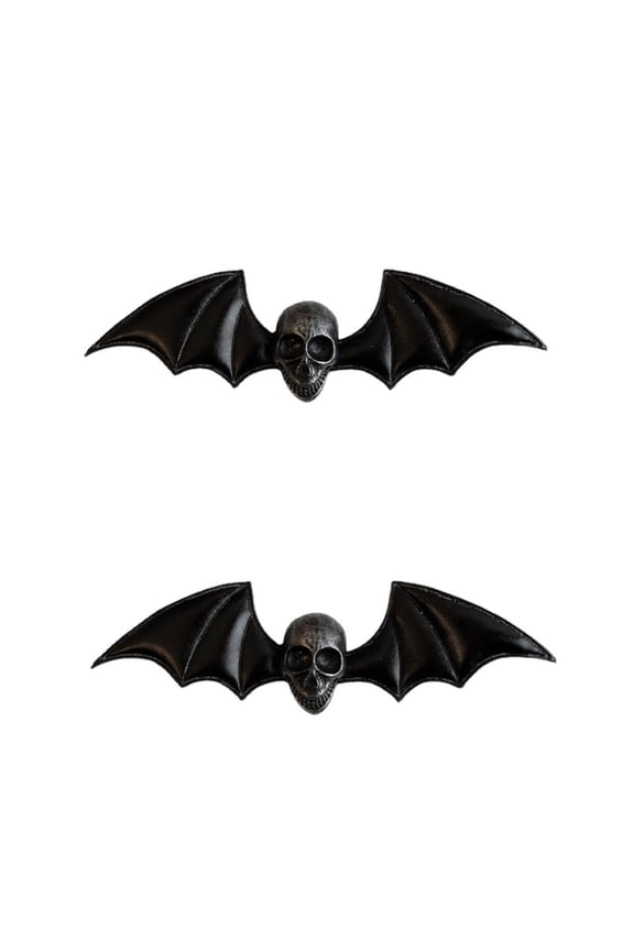 2-Piece Hairpin Set with Skull and Wings, Punk Gothic Hair Clips for Girls, Edgy Hair Accessories for Teens and Women,Black