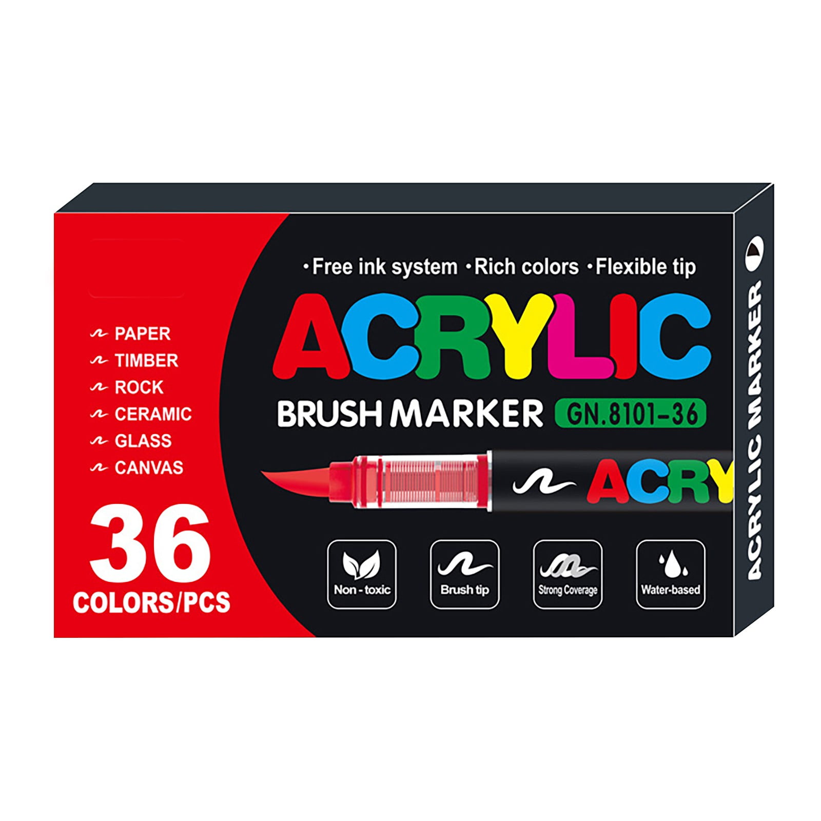JIhuahe 24-Colors Acrylic Paint Pens Set with Soft Brush Tips, Dual-Tip Markers for Wood, Stone, Canvas, Fabric, and Glass Painting, 0.34 oz Ink Capacity, Vibrant and Durable,C