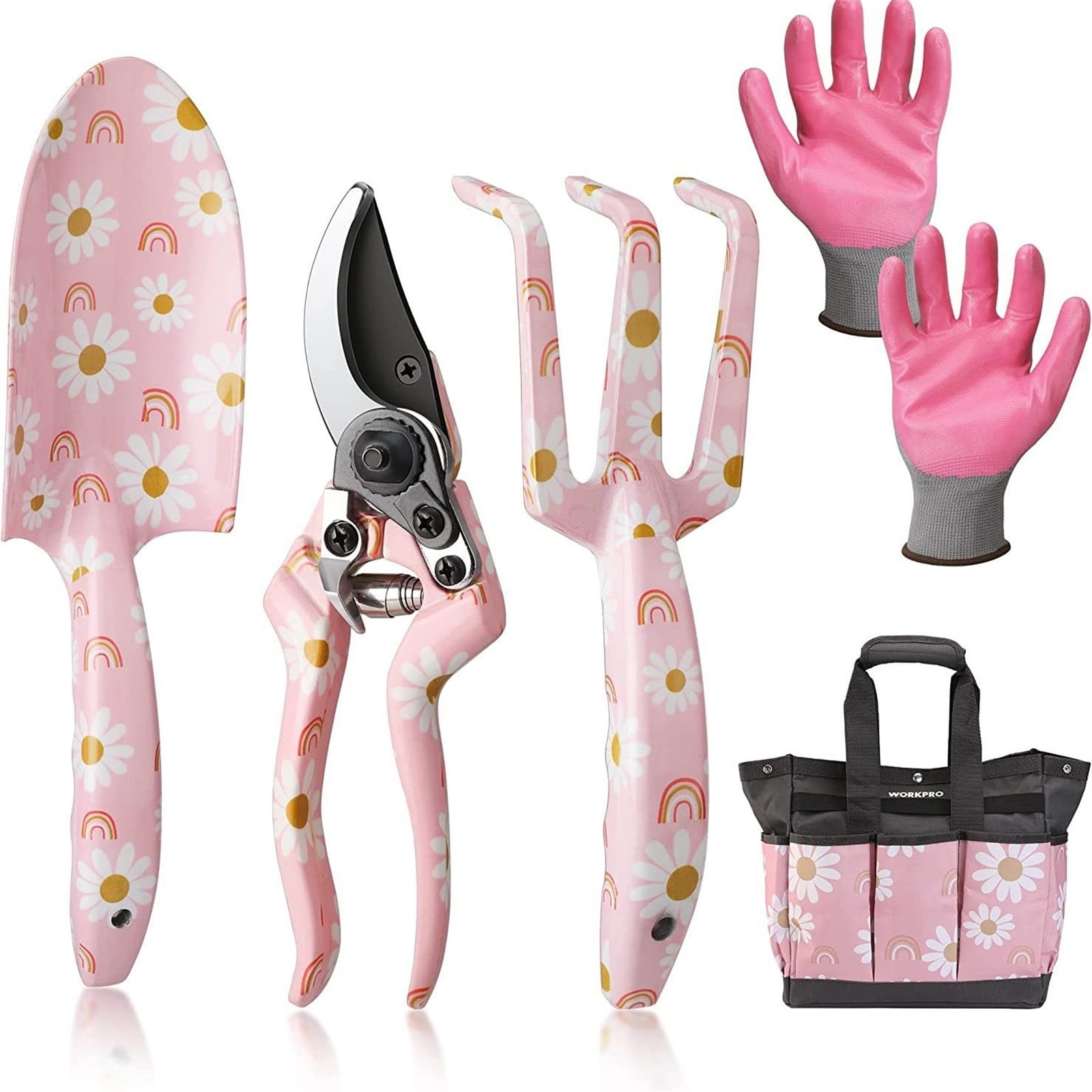 JIhuahe 30 Piece Garden Tool Set with Bag - Complete Hand Tools for Planting Weeding Pruning Outdoor Gardening Kit