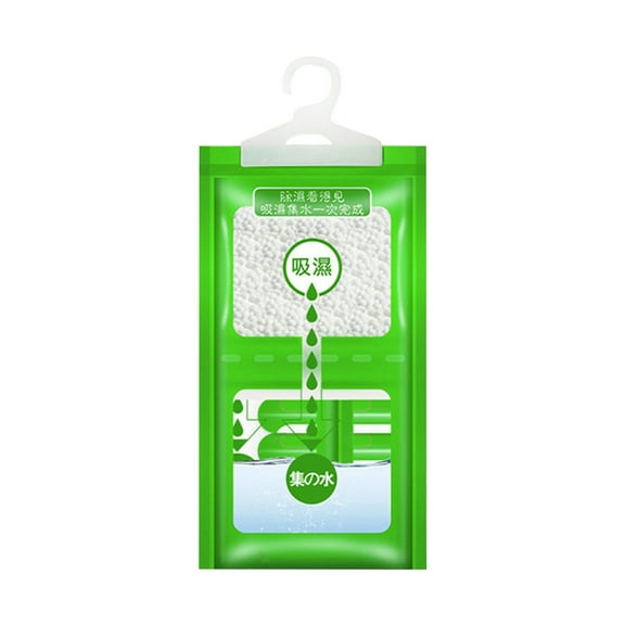 JIhuahe 4 Hanging Moisture Absorber Bags (340g Each), Odorless Closet Dehumidifier for Damp Basements, Garages, RV Storage & Shoe Cabinets,Green