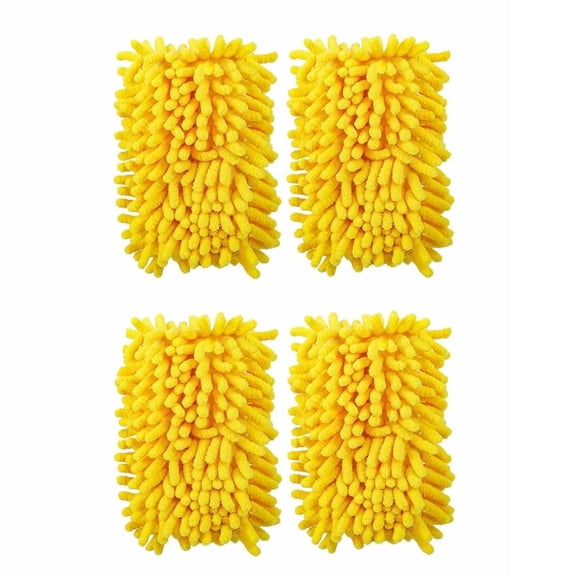 JIhuahe 4-Pack Reusable Dirt Cleaning Replacement Heads for Dust Mops and Sweepers, Eco-Friendly and Washable for Long-Lasting Use on Floors and Surfaces,Yellow