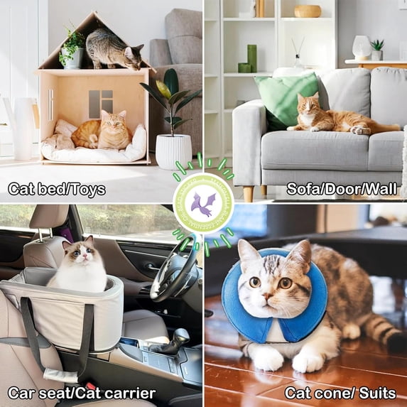 JIhuahe 4pcs Cat Calming Pheromone Patches, Soothing Herbal Scent Stickers for Cats, Calming Support for Stress During Travel, Vet Visits & Grooming, Non-Plug In, Easy to Use,a
