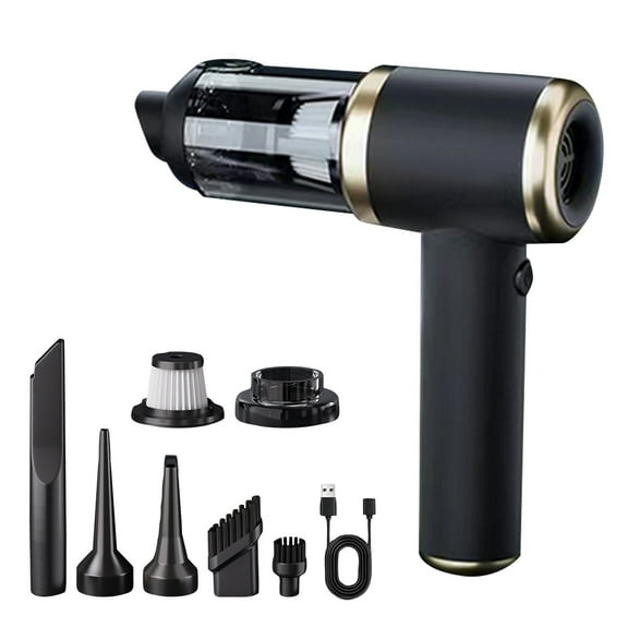 JIhuahe 6-in-1 Handheld Cordless Vacuum Cleaner for Car and Home Use, Portable Wireless Vacuum with Mite and Insect Removal, Rechargeable Battery, LED Screen,Black
