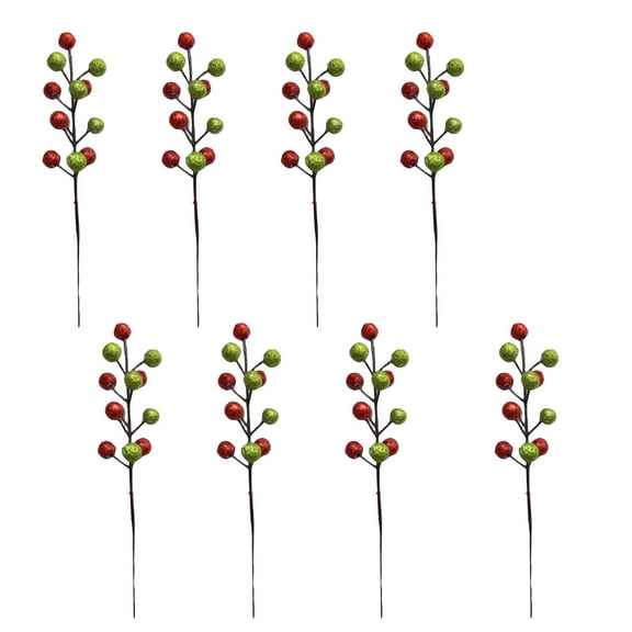 JIhuahe 8 Pieces Christmas Ball Tree Picks with Artificial Berry Stem Branches and Snowy Ball, Christmas Tree Topper Decor for Vase Filler Wreath Craft