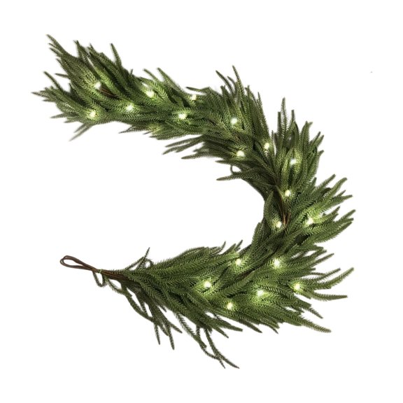 JIhuahe 9-Foot Needle Flower String Simulation Rattan Plant with Light, Decorative Garland for Christmas Tree, Mantel, and Holiday Home Decor,A