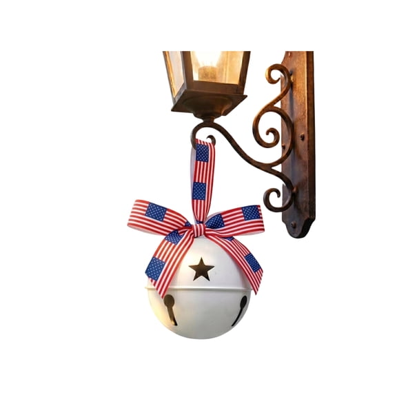 JIhuahe American 4th of July Decorations Outdoor Patriotic Metal Bell Hanging Wreath for Front Door-250th Anniversary USA America Fourth of July Decor, July 4 Decor for Home,A