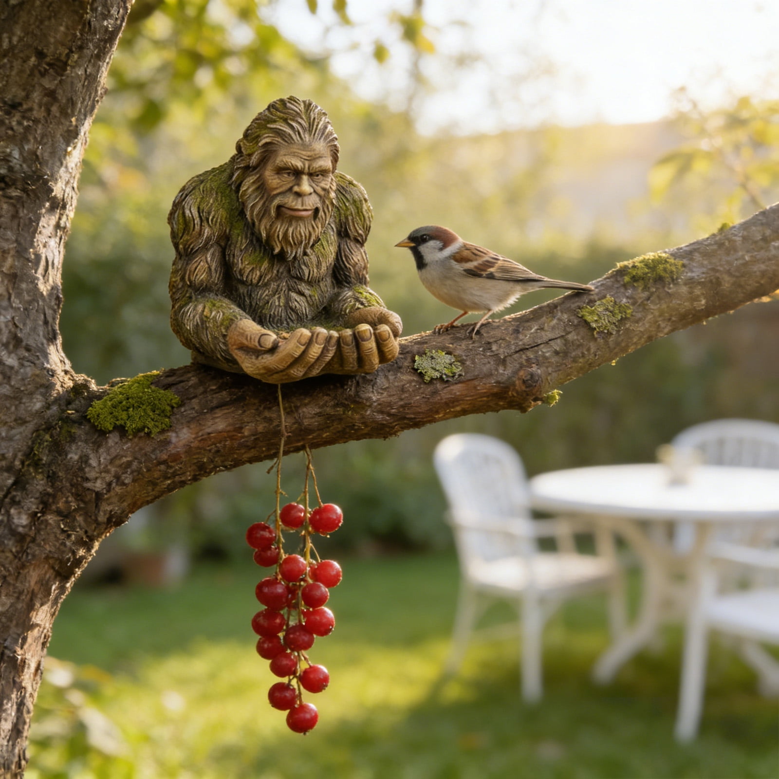 JIhuahe Bigfoot Bird Feeder Outdoor Garden Statue, Mystical Creature Themed Hanging & Tabletop Ornament, Fun Yard & Patio Decoration for Bird Lovers