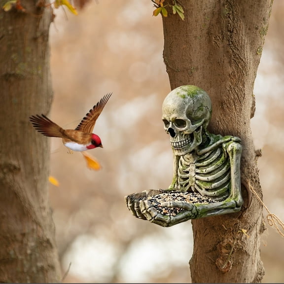 JIhuahe Bird Feeder Outdoor Garden Statue, Mystical Nature Art Hanging & Tabletop Ornament for Yard & Patio, Unique Wildlife Decor Gift