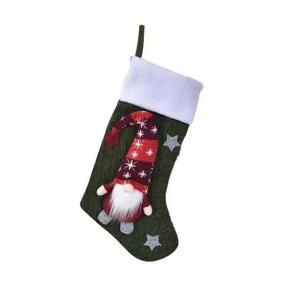 JIhuahe Christmas Decorations Knitted Stocking Hanger Ornament with Rudolph Design, Holiday Fireplace Mantel Decoration for Festive Home, Christmas Gifts and Retail Store Display,Green