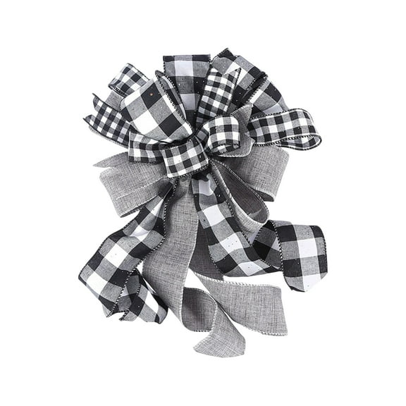 JIhuahe Christmas Indoor Wall Decoration with Christmas Tree Bow, Black and White Checkered Bow Design for Holiday Home Decor, Festive Wall Accents and Tree Trimming,Black