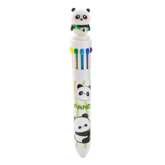 JIhuahe Cute Panda 10-Color Ballpoint Pen Set, Creative Stationery for Students, Colorful Notebook Pens, 0.07 oz Ink Capacity, Great for Journaling, Note-Taking, and Gifts,A