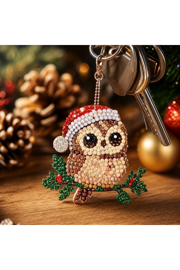 DIY Squishy Making Kits Owl - Angel Diamond Art Kits for Adults, Pearl Art Kits for Adults, Crystal Diamond Painting Keychain,B