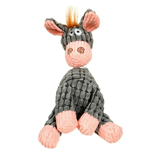 JIhuahe Donkey Corduroy Chew Toy with Squeaker, Plush Molar Dog Toy for Puppies Small Medium Large Breeds, Interactive Fun,Gray