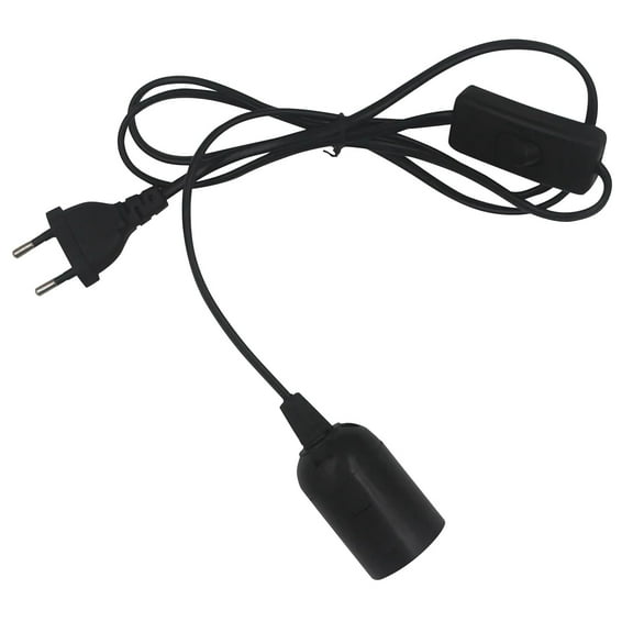 JIhuahe E27 Spiral Socket Pendant Light, 6ft Hanging Bulb Holder with On/Off Switch and EU Plug, DIY Ceiling Lamp Head Replacement for Home Workshop,Black