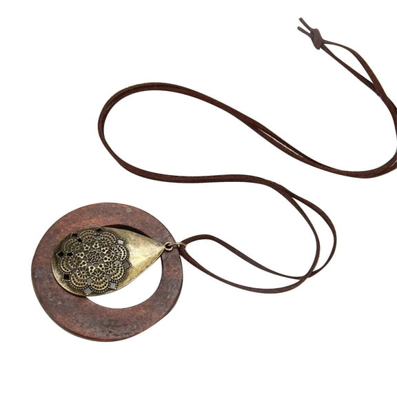 JIhuahe Exaggerated Sweater Chain Necklace for Women, Long Winter Retro Fashion Crystal Pendant Necklace, Versatile Statement Jewelry Gift,brown