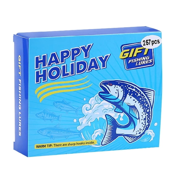 JIhuahe Fishing Event Advent Calendar - 257 Piece Christmas Fishing Hook Blind Box for Anglers, Orange Theme, Unique Gift for Fishing Enthusiasts
