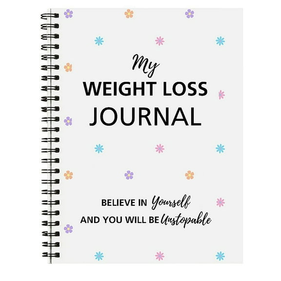 JIhuahe Fitness Diary Planner - A5 Weight Loss Journal with Pounds Lost Tracking, Body Measurements Log, Goals and Reflections Sections, Motivational Tracker for Diet and Exercise,White