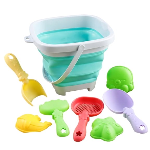 JIhuahe Foldable Beach Bucket Set 8Pcs - Outdoor Games for All peoples, Sandbox Toys for Travel, Best Beach Toys for Family, Summer Toys and Beach Necessities