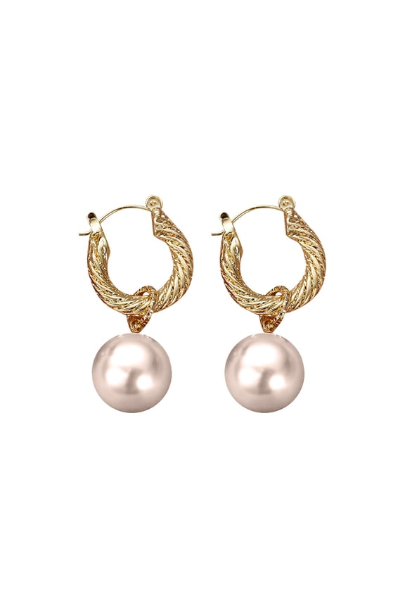 French Style Alien Pearl Earrings for Women, Vintage Retro Metal Drop Earring with High-End Pendant Design,Gold
