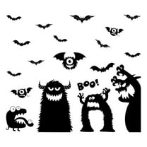 JIhuahe Halloween Silhouette Monster Bat Glass Window Stickers, PVC Static Cling Large Size for Festival Atmosphere Decor, Scary Outdoor Scene