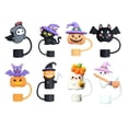 thumbnail image 1 of JIhuahe Halloween Straw Covers Set, Reusable Pumpkin and Ghost Design Straw Toppers for 10mm Straws, Party Decoration and Dust Protector for Drinks, 1 of 8