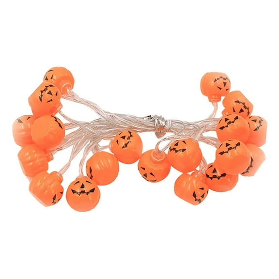 JIhuahe LED Halloween Pumpkin String Lights, Battery Operated Mini Jack o Lantern Strand for Party, Garden and Ghost Festival Decoration with Colorful Bulbs,Orange