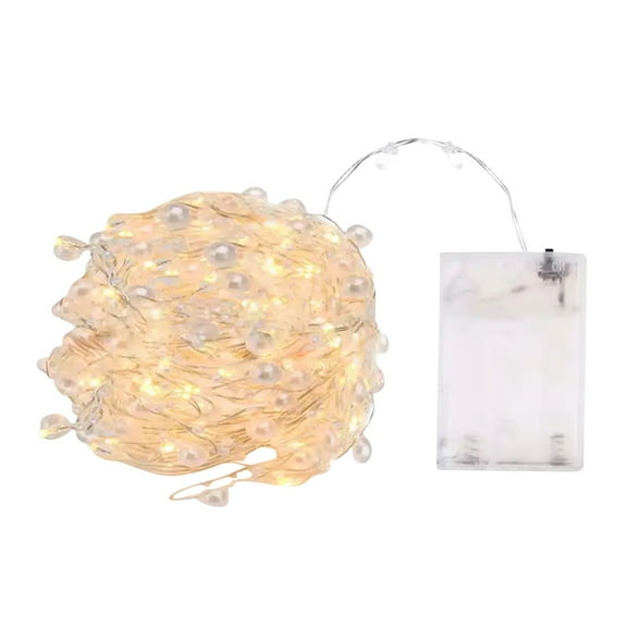 JIhuahe LED Light String Copper Wire with Luminous Pearl Lights, Battery Powered 2M/20 Lights for Wedding Party Festival Decoration, DIY Light String for Indoor and Outdoor Use,White