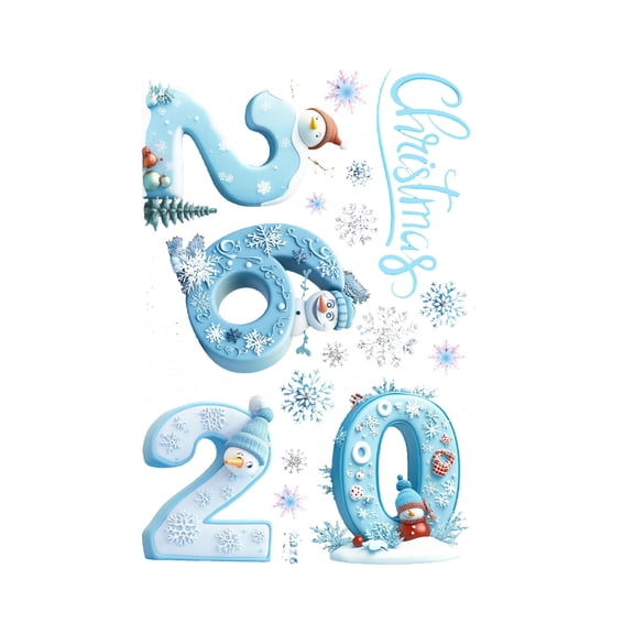 JIhuahe Merry Christmas Ice and Snow Window Sticker, Frosted Static Cling Decal for Glass Doors, Winter Holiday Decor, Indoor Outdoor Use, Seasonal Home Decoration,blue