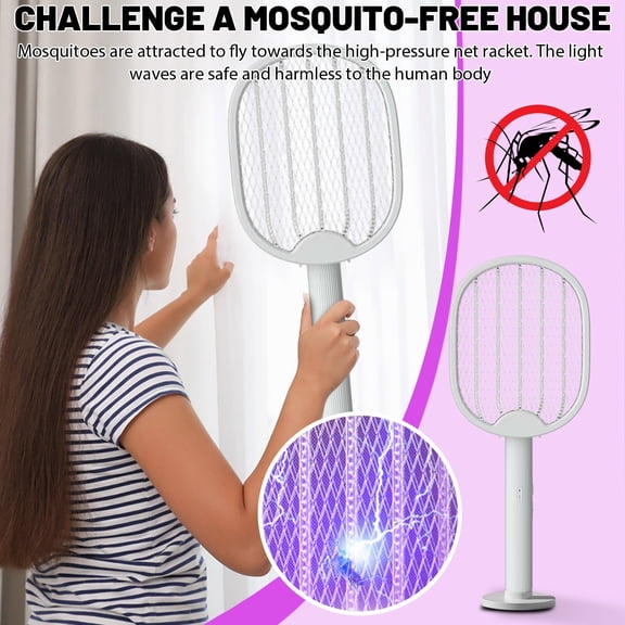 JIhuahe Mosquito Killer 2 in 1 - Rechargeable Folding Electric Mosquito Swatter with Killing Lamp, Fully Automatic Trap & Repellent, for Home Use