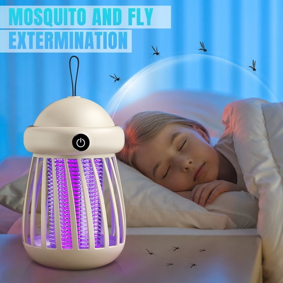 JIhuahe Mosquito Zapper Outdoor 2 in 1 - Wireless Rechargeable Bug Killer with Suction Fan, Portable Camping Light, for Patio, Home, and Summer Camping,Beige