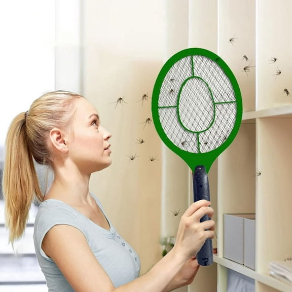 JIhuahe Mosquito Zapper Outdoor Handheld - Battery Operated Electric Fly Swatter (2 AA Not Included), Lightweight, for Home, Camping, and Patio,Green