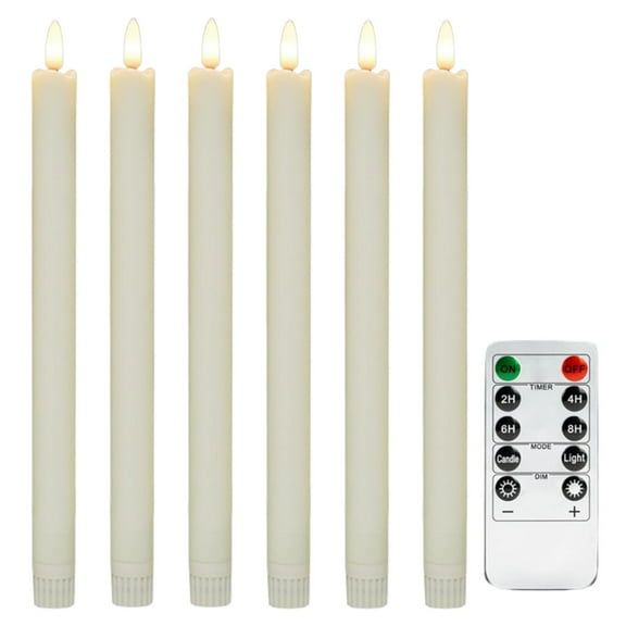 JIhuahe Moving Flame Taper Candles with Remote Control and Timer, Flameless LED Candlesticks with Flickering Wick, Battery Operated for Christmas and Holiday Tabletop Decor