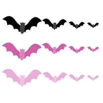 JIhuahe Pink 3D Bats Wall Decals for Halloween Decorations, Blush and Black DIY Home Decal, Cute Pastel PVC Door Stickers, 48 Pcs Set for Indoor Room Party