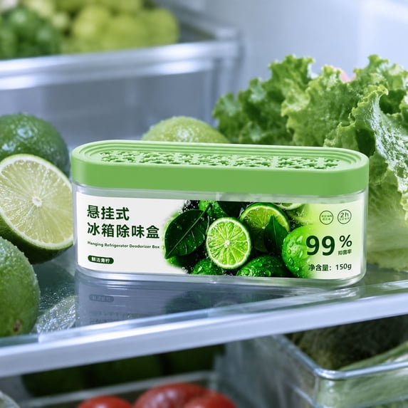 JIhuahe Refrigerator Deodorizer and Refrigerator Sanitizer Combo - Antibacterial Odor Neutralizer, Keep Produce Fresh, for Fridge and Freezer,Green