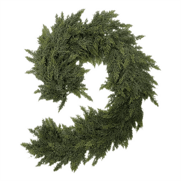 JIhuahe Simulated Cedar Vine with Needles and Leaves for Christmas Fireplace and Door Hanging Decoration, Soft Plastic Green Plants, Realistic Foliage for Holiday Display,A