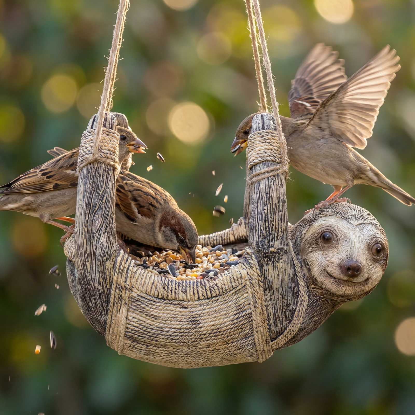 JIhuahe Sloth-Shaped Bird Feeder, Adorable Garden Decoration for Yard & Patio, Hanging Wildlife Ornament, Fun Gift for Nature & Animal Lovers