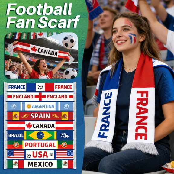 JIhuahe Soccer Scarf Fan - Cheering Props Flag Scarves, Party Supplies for 4th of July Accessories, Game Day Celebrations, Tailgating, Outdoor Patriot Parties,F